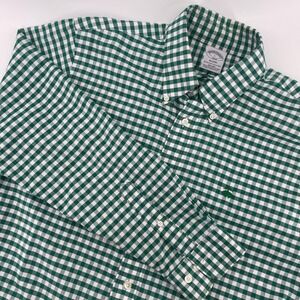 Brooks Brothers Regent Dress Shirt Non Iron Supima Cotton Green Gingham L